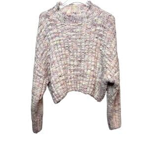 Free People Chunky Knit Cropped Sweater Pink Multicolor Confetti Women’s Medium